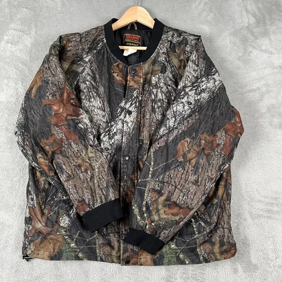 Stearns Dry Wear Hunting Jacket Mens Sz Large Realtree Camo Hardwoods Snap - Picture 2 of 9